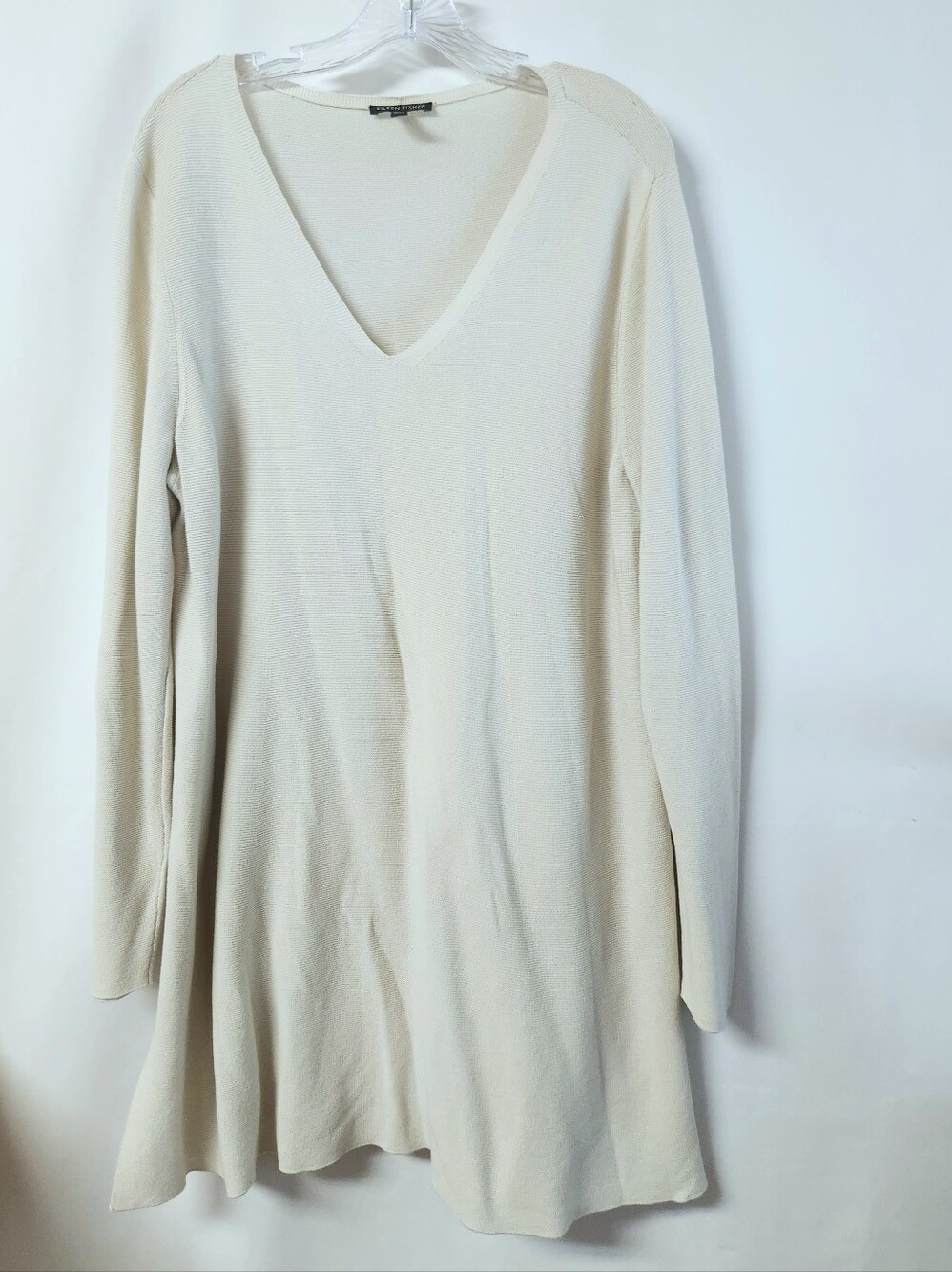 Eileen Fisher Organic Cotton Stretch Ribbon Tunic Sweater Cream XL